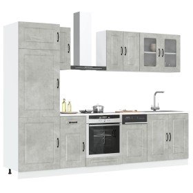 Mueble cocina Kalmar gris hormigón 8 pzas madera contrachapada en Armarios de cocina | Comprar online en Foru.es