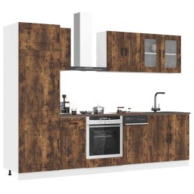 Mueble cocina Kalmar roble ahumado 8 pzas madera contrachapada en Armarios de cocina | Comprar online en Foru.es