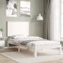 Estructura de cama con cabecero madera maciza blanco 90x200 cm de vidaXL, Camas y somieres - Ref: Foro24-3193647, Precio: 118...
