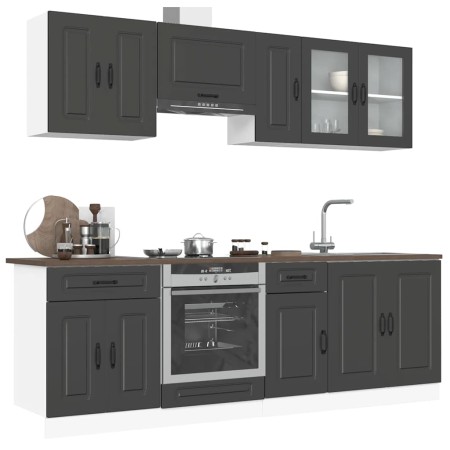 Mueble de cocina Kalmar negra 8 piezas madera contrachapada en Armarios de cocina | Comprar online en Foru.es