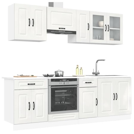 Mueble cocina Kalmar blanco de alto brillo 8 pzas en Armarios de cocina | Comprar online en Foru.es