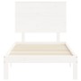 Estructura de cama con cabecero madera maciza blanco 90x200 cm de vidaXL, Camas y somieres - Ref: Foro24-3193647, Precio: 118...