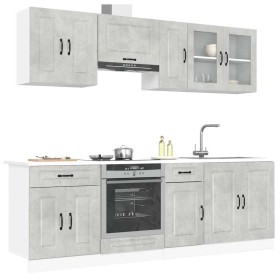 Mueble cocina Kalmar gris hormigón 8 pzas madera contrachapada en Armarios de cocina | Comprar online en Foru.es
