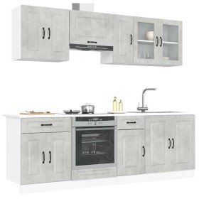Mueble cocina Kalmar gris hormigón 8 pzas madera contrachapada en Armarios de cocina | Comprar online en Foru.es
