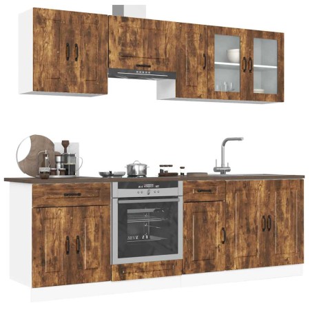 Mueble cocina Kalmar roble ahumado 8 pzas madera contrachapada en Armarios de cocina | Comprar online en Foru.es
