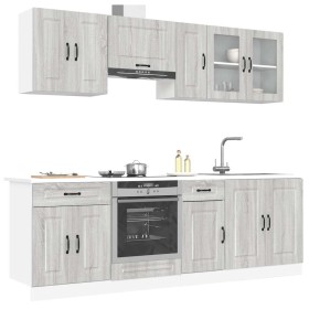 Mueble cocina Kalmar sonoma gris 8 pzas madera contrachapada en Armarios de cocina | Comprar online en Foru.es