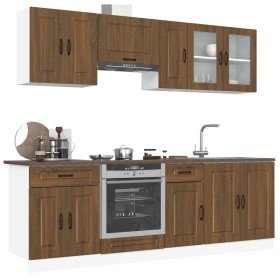 Conjunto de armarios de cocina de 8 piezas "Kalmar" de madera de ingeniería de roble marrón en Armarios de cocina | Comprar onli