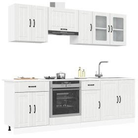 Conjunto de armarios de cocina "Lucca" de 8 piezas en madera de ingeniería blanca brillante en Armarios de cocina | Comprar onli