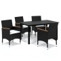 Juego muebles jardín 5 pzas con cojines ratán sintético negro de vidaXL, Conjuntos de jardín - Ref: Foro24-3094999, Precio: 3...