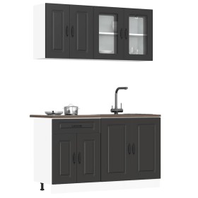 Mueble de cocina Kalmar negra 4 piezas madera contrachapada en Armarios de cocina | Comprar online en Foru.es