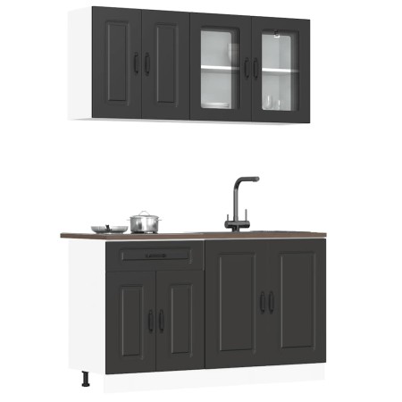 Mueble de cocina Kalmar negra 4 piezas madera contrachapada en Armarios de cocina | Comprar online en Foru.es