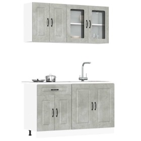 Mueble cocina Kalmar gris hormigón 4 pzas madera contrachapada en Armarios de cocina | Comprar online en Foru.es