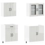 Conjunto de armarios de cocina "Lucca" de 4 piezas en madera de ingeniería blanca brillante en Armarios de cocina | Comprar onli