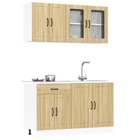 Conjunto de armarios de cocina de 4 piezas "Lucca" de madera de ingeniería de roble Sonoma en Armarios de cocina | Comprar onlin