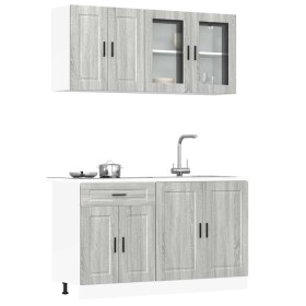 Conjunto de armarios de cocina "Porto" de 4 piezas en madera de ingeniería Sonoma gris en Armarios de cocina | Comprar online en