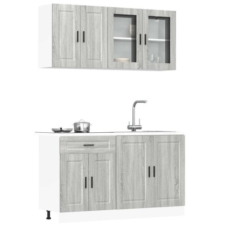 Conjunto de armarios de cocina "Porto" de 4 piezas en madera de ingeniería Sonoma gris en Armarios de cocina | Comprar online en