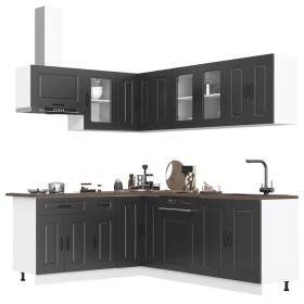 Mueble de cocina Kalmar negra 11 piezas madera contrachapada en Armarios de cocina | Comprar online en Foru.es