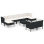Set muebles de jardín 10 pzas y cojines ratán sintético negro de vidaXL, Conjuntos de jardín - Ref: Foro24-3094576, Precio: 8...