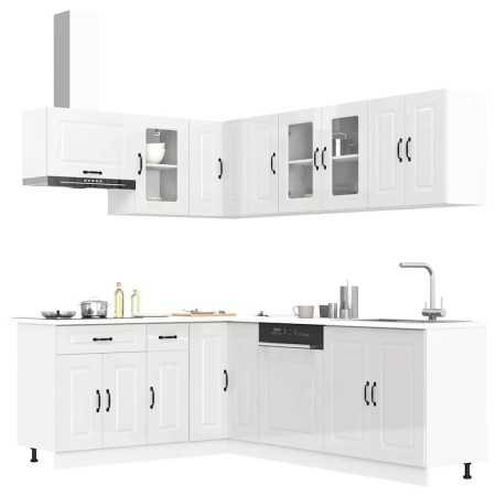 Mueble cocina Kalmar blanco brillo 11 pzas madera contrachapada en Armarios de cocina | Comprar online en Foru.es