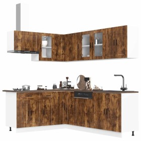 Mueble cocina Porto roble ahumado 11 pzas madera contrachapada en Armarios de cocina | Comprar online en Foru.es