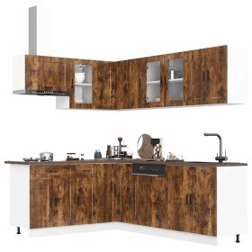 Mueble cocina Porto roble ahumado 11 pzas madera contrachapada en Armarios de cocina | Comprar online en Foru.es