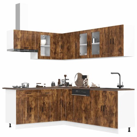 Mueble cocina Porto roble ahumado 11 pzas madera contrachapada en Armarios de cocina | Comprar online en Foru.es