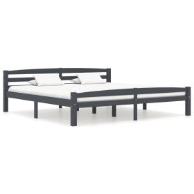 Estructura de cama madera maciza pino gris oscuro 200x200 cm de vidaXL, Camas y somieres - Ref: Foro24-322095, Precio: 121,31...