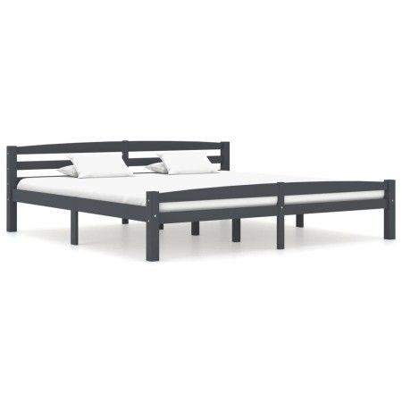 Estructura de cama madera maciza pino gris oscuro 200x200 cm de vidaXL, Camas y somieres - Ref: Foro24-322095, Precio: 121,31...