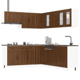Conjunto de armarios de cocina de 11 piezas "Kalmar" de madera de ingeniería de roble marrón en Armarios de cocina | Comprar onl