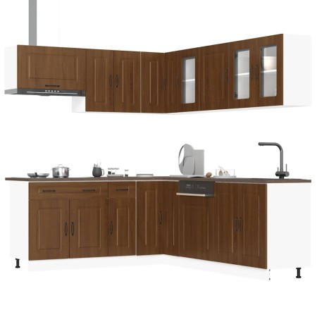 Conjunto de armarios de cocina de 11 piezas "Kalmar" de madera de ingeniería de roble marrón en Armarios de cocina | Comprar onl