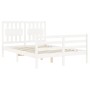 Estructura de cama con cabecero madera maciza blanco 120x200 cm de vidaXL, Camas y somieres - Ref: Foro24-3194307, Precio: 13...