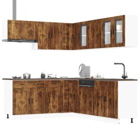 Mueble cocina Porto roble ahumado 11 pzas madera contrachapada en Armarios de cocina | Comprar online en Foru.es
