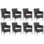 Set de muebles de jardín 9 pzas y cojines ratán sintético negro de vidaXL, Conjuntos de jardín - Ref: Foro24-3095002, Precio:...