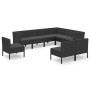 Set de muebles de jardín 9 pzas cojines ratán sintético negro de vidaXL, Conjuntos de jardín - Ref: Foro24-3094449, Precio: 7...