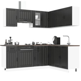 Mueble de cocina Kalmar negra 11 piezas madera contrachapada en Armarios de cocina | Comprar online en Foru.es