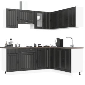 Mueble de cocina Kalmar negra 11 piezas madera contrachapada en Armarios de cocina | Comprar online en Foru.es
