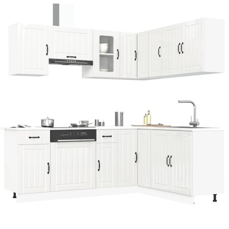 Mueble cocina Kalmar blanco brillo 11 pzas madera contrachapada en Armarios de cocina | Comprar online en Foru.es