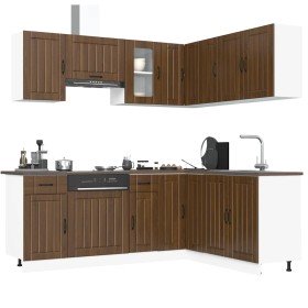 Conjunto de armarios de cocina de 11 piezas "Kalmar" de madera de ingeniería de roble marrón en Armarios de cocina | Comprar onl