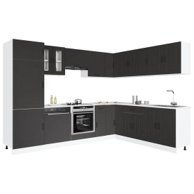 Mueble de cocina Kalmar negra 14 piezas madera contrachapada en Armarios de cocina | Comprar online en Foru.es
