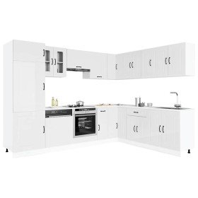 Mueble cocina Kalmar blanco brillo 14 pzas madera contrachapada en Armarios de cocina | Comprar online en Foru.es