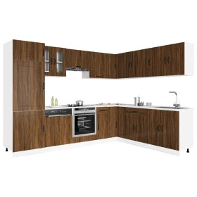 Conjunto de armarios de cocina de 14 piezas "Kalmar" de madera de ingeniería de roble marrón en Armarios de cocina | Comprar onl