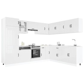 Mueble cocina Lucca blanco brillo 14 pzas madera contrachapada en Armarios de cocina | Comprar online en Foru.es