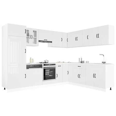 Mueble cocina Lucca blanco brillo 14 pzas madera contrachapada en Armarios de cocina | Comprar online en Foru.es