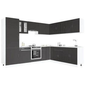Mueble de cocina Porto negra 14 piezas madera contrachapada en Armarios de cocina | Comprar online en Foru.es