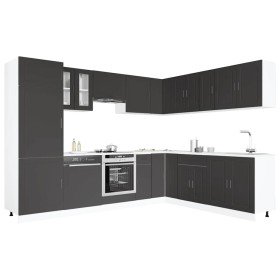 Mueble de cocina Porto negra 14 piezas madera contrachapada en Armarios de cocina | Comprar online en Foru.es