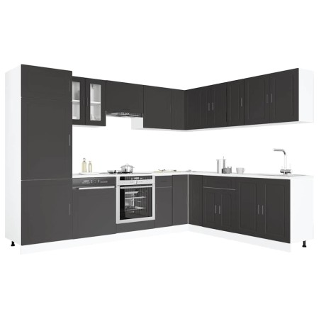 Mueble de cocina Porto negra 14 piezas madera contrachapada en Armarios de cocina | Comprar online en Foru.es