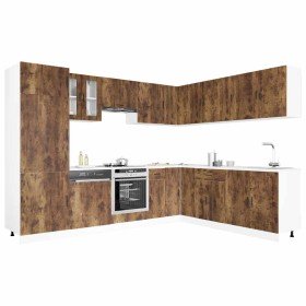 Mueble cocina Porto roble ahumado 14 pzas madera contrachapada en Armarios de cocina | Comprar online en Foru.es