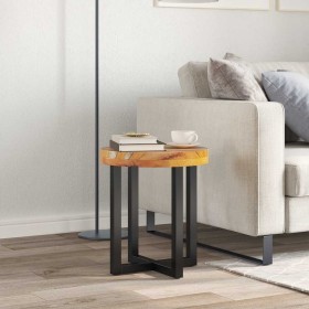 Mesa de centro de madera maciza de teca y polirresina 40x45 cm en Mesas de centro | Comprar online en Foru.es