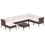 Set muebles de jardín 9 pzas y cojines ratán sintético marrón de vidaXL, Conjuntos de jardín - Ref: Foro24-3094423, Precio: 7...