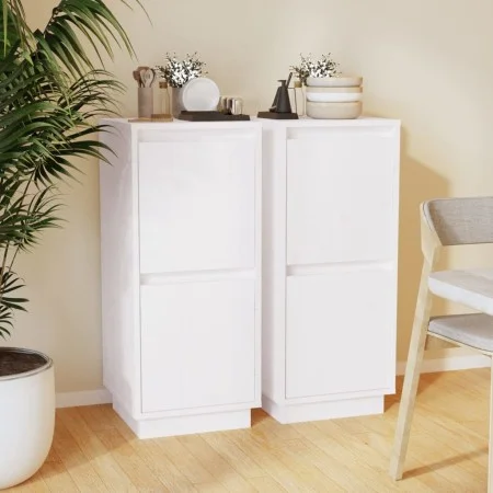 Aparador 2 uds madera maciza de pino blanco 31,5x34x75 cm de vidaXL, Aparadores - Ref: Foro24-813383, Precio: 66,96 €, Descue...